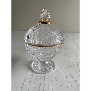 Cristal D'Arques "Longchamp Gold" Lead Crystal 6.5" Candy Dish w/ Lid